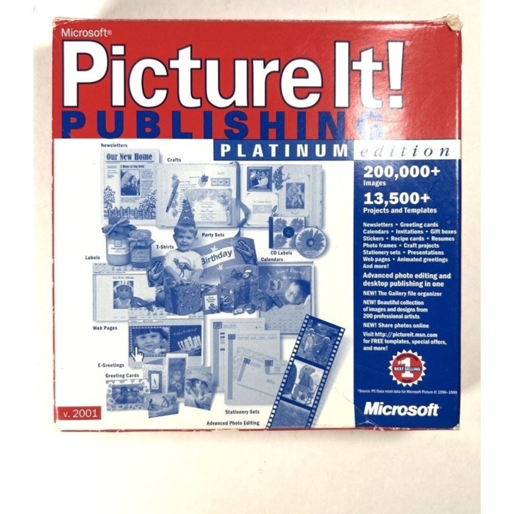 Microsoft Picture It! Publishing‎ Platinum v. 2001 PC 7 CDs Vintage Software